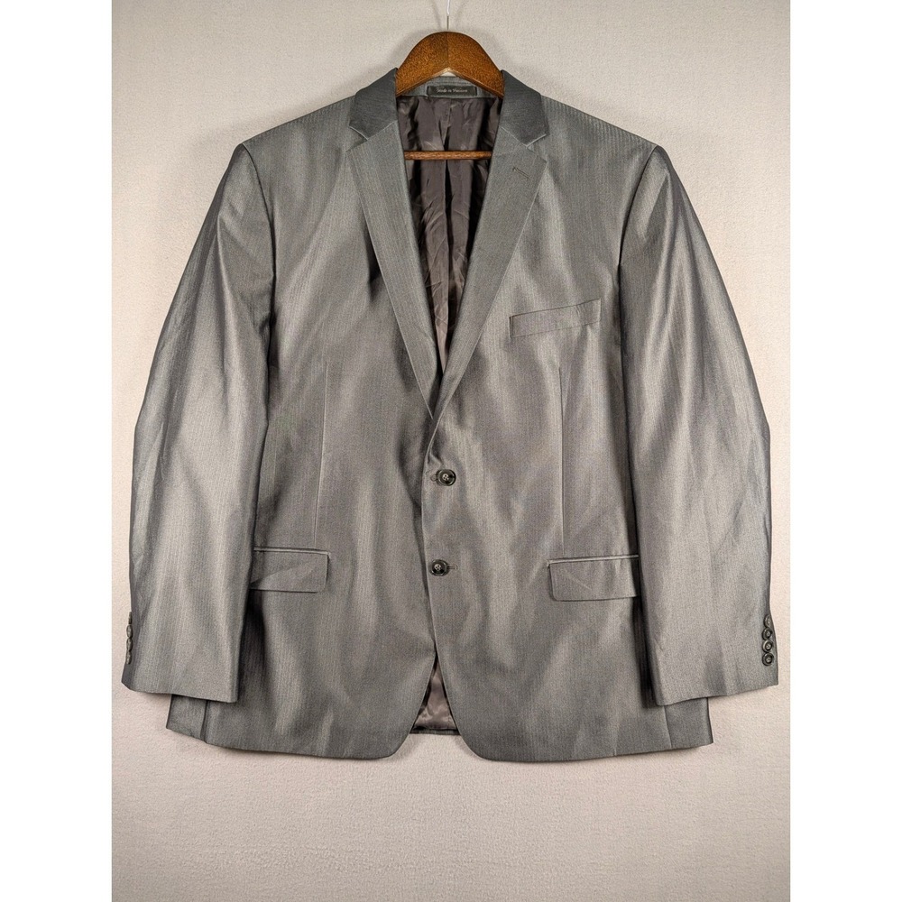 Calvin Klein Mens Grey Herringbone Slim Fit Blazer Sport Coat 46R 4900076846